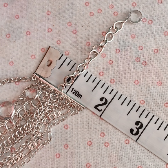 Silver Tone Multi Chain Clear Crystal Bracelet - Picture 6 of 6